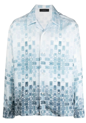 AMIRI Gradient Tape-print silk shirt - Blue