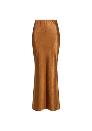 Elisabetta Franchi satin skirt with scale-like texture - Brown