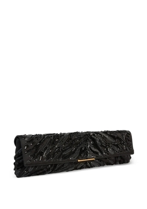 Balmain long clutch bag in embroidered satin - Black