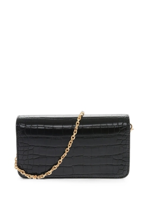 Love Moschino crocodile-effect logo-emebllished shoulder bag - Black