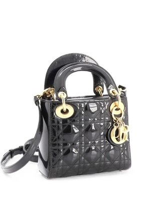 Christian Dior Pre-Owned Lady Dior Bag Cannage Quilt Patent Mini satchel - Black