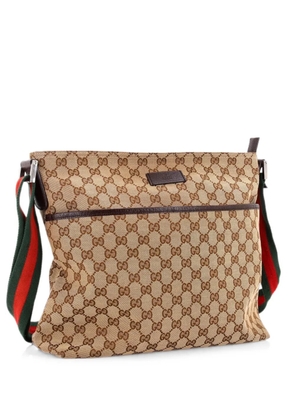 Gucci Pre-Owned Web Strap Zip Messenger Bag GG Canvas Medium crossbody bag - Brown