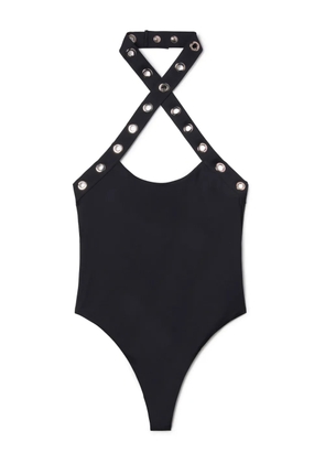 Off-White eyelet-embellished halterneck swimsuit - Black
