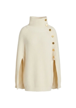 Alberta Ferretti ribbed-knit button-fastening cape - Neutrals