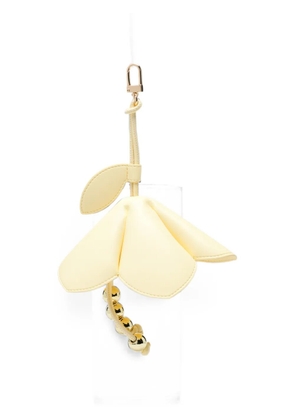 Themoirè flower-pendant beaded bag charm - Yellow