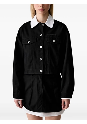 Karl Lagerfeld Jeans logo-embroidered cropped denim jacket - Black