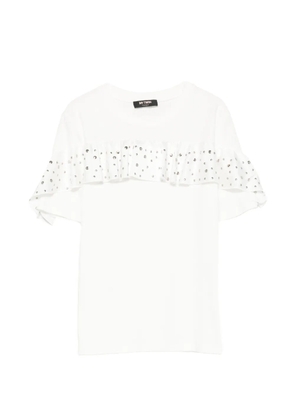 MY TWIN ruffle-trimmed studded T-shirt - White