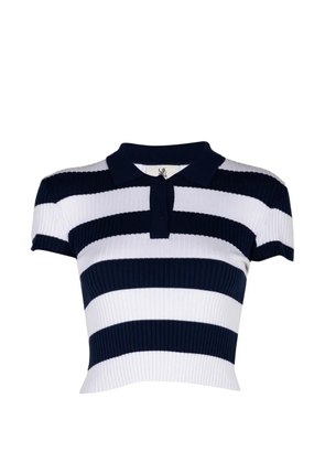 Denimist striped ribbed-knit polo top - Blue