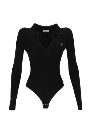 Elisabetta Franchi ribbed-knit logo-plaque bodysuit - Black