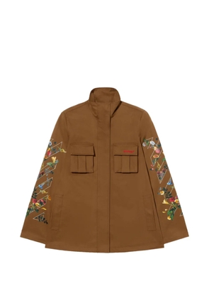 Off-White Aarrow floral twill jacket - Brown