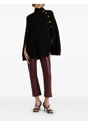 Alberta Ferretti ribbed-knit button-down cape - Black