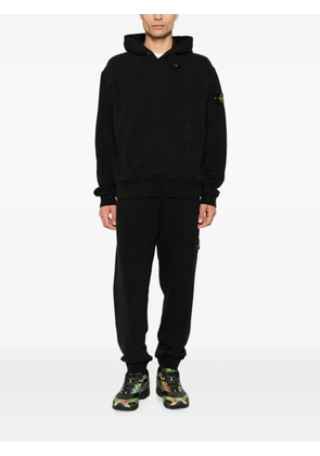 Stone Island logo-patch pouch-pocket hoodie - Black