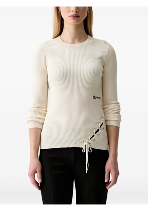 Karl Lagerfeld Jeans lace-up ribbed sweater - Neutrals