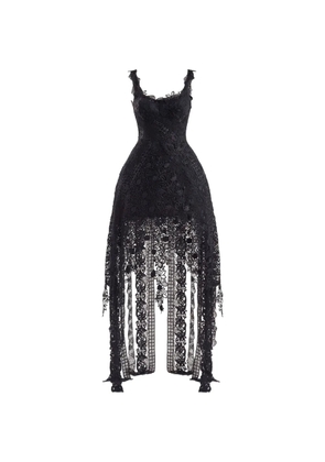 Gemy Maalouf floral-guipure embroidered dress - Black