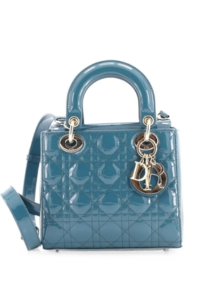 Christian Dior Pre-Owned Lady Dior Bag Cannage Quilt Patent Small satchel - Blue