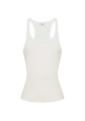 Elisabetta Franchi tank top in lightweight jersey fabric with logo - Neutrals