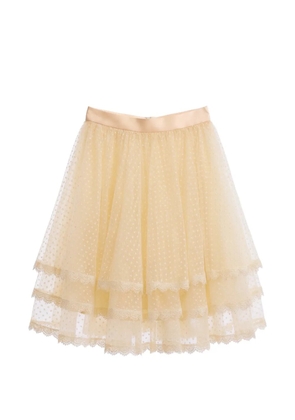 Gemy Maalouf layered lace-trim skirt - Neutrals