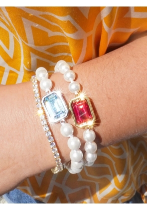 Izabel Display emerald-cut crystal pearl bracelet - Gold
