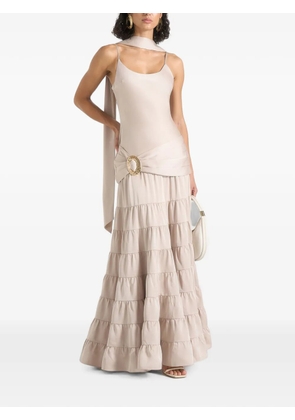 Manière De Voir Naomi in champagne cami satin tiered belted maxi dress - Neutrals