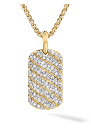 David Yurman 18kt yellow gold Sculpted Cable Tag diamond necklace charm
