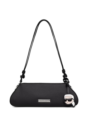 Karl Lagerfeld logo-plaque pebbled shoulder bag - Black