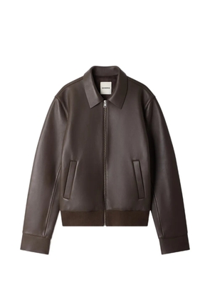 SANDRO lambskin zip-up jacket - Brown