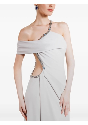 Gemy Maalouf beaded asymmetrical neckline dress - Grey
