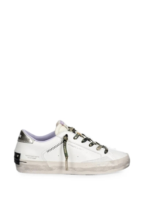 Crime London Distressed logo-print sneakers - White