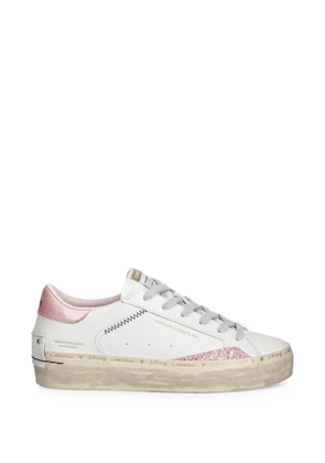 Crime London Distressed glitter-panel sneakers - White