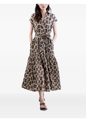 PSOPHIA animal-print tie midi dress - Neutrals