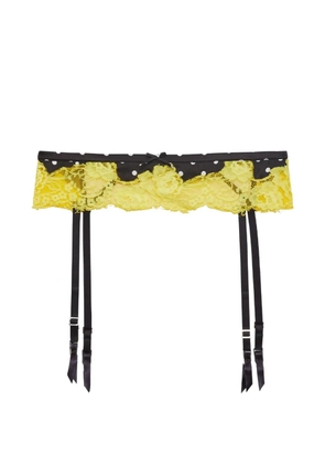 Fleur Du Mal Juliet lace-trim polka-dot garter - Yellow