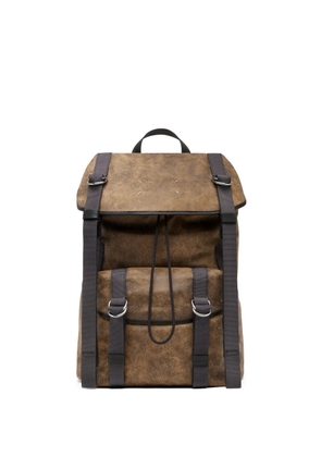 Maison Margiela crackle-leather backpack - Brown
