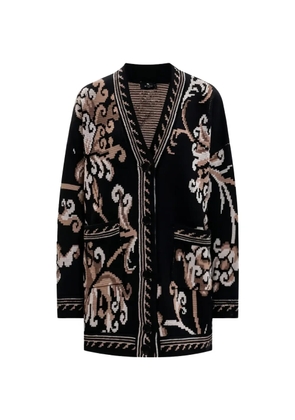 ETRO floral-intarsia wool cardigan - Black