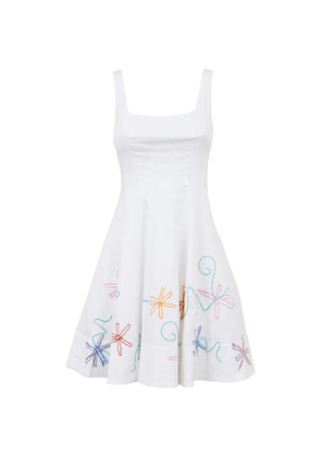 STAUD Wells embroidered mini dress - White