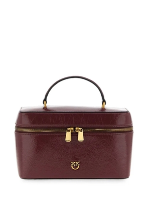 PINKO Love Birds crumpled leather tote bag - Red
