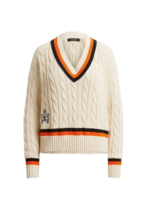Lauren Ralph Lauren cable-knit V-neck sweater - Neutrals