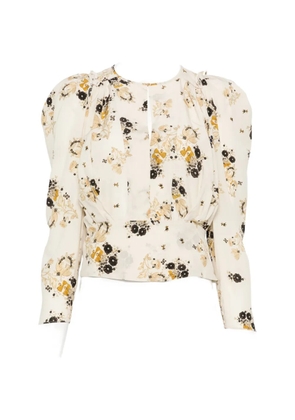 ISABEL MARANT Zarga floral-print puffed-sleeve blouse - Neutrals