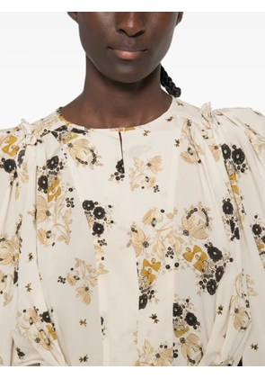 ISABEL MARANT Zarga floral-print puffed-sleeve blouse - Neutrals