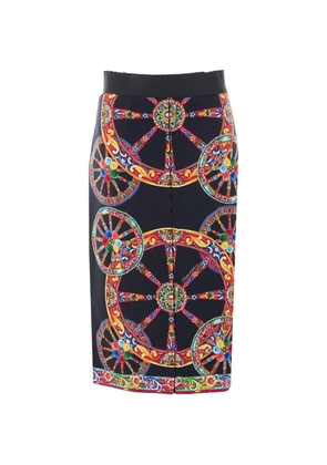Dolce & Gabbana Carretto-print midi skirt - Black