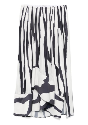 Lanvin zebra-print pleated midi skirt - White