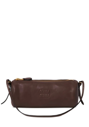 Miu Miu logo-embossed leather pouch - Brown