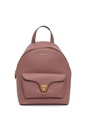 Coccinelle Small Beat front-pocket leather backpack - Red
