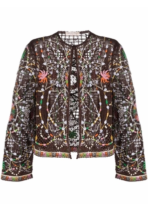 PUCCI embellished open-knit cardigan - Brown