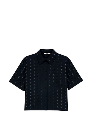 Maje cropped rhinestone cotton shirt - Black