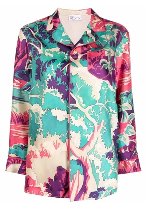 RED Valentino abstract-print pyjama-style silk shirt - Green