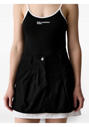 Karl Lagerfeld Jeans logo-embroidered layered mini skirt - Black