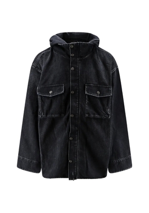 Balenciaga logo-embroidered hooded denim jacket - Black