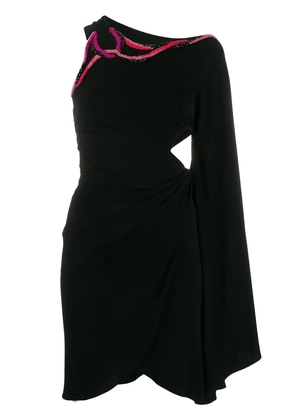 PUCCI embroidered neck asymmetric short dress - Black