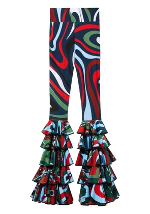 PUCCI Marmo-print ruffle-detail leggings - Multicolour