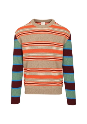 Paul Smith striped contrast-sleeve crew-neck sweater - Orange